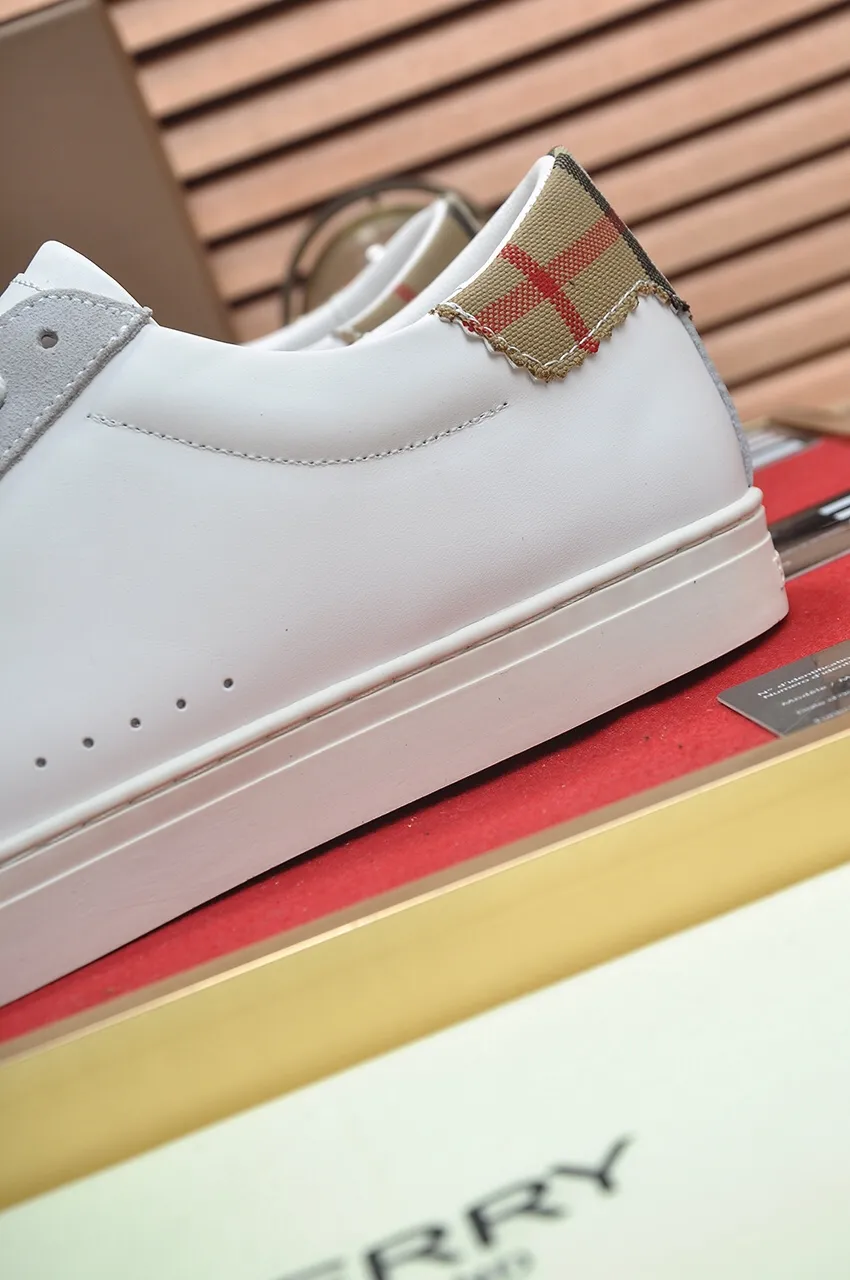 Men's shoes💰480💶[Burberry] (cowhide lining) classic low-top sneakers｜Imported cowhide with classic plaid fabric｜Cow leather lining｜Original outsole｜Fine workmanship and comfortable to wear Size: 38-44 (customized at 45)